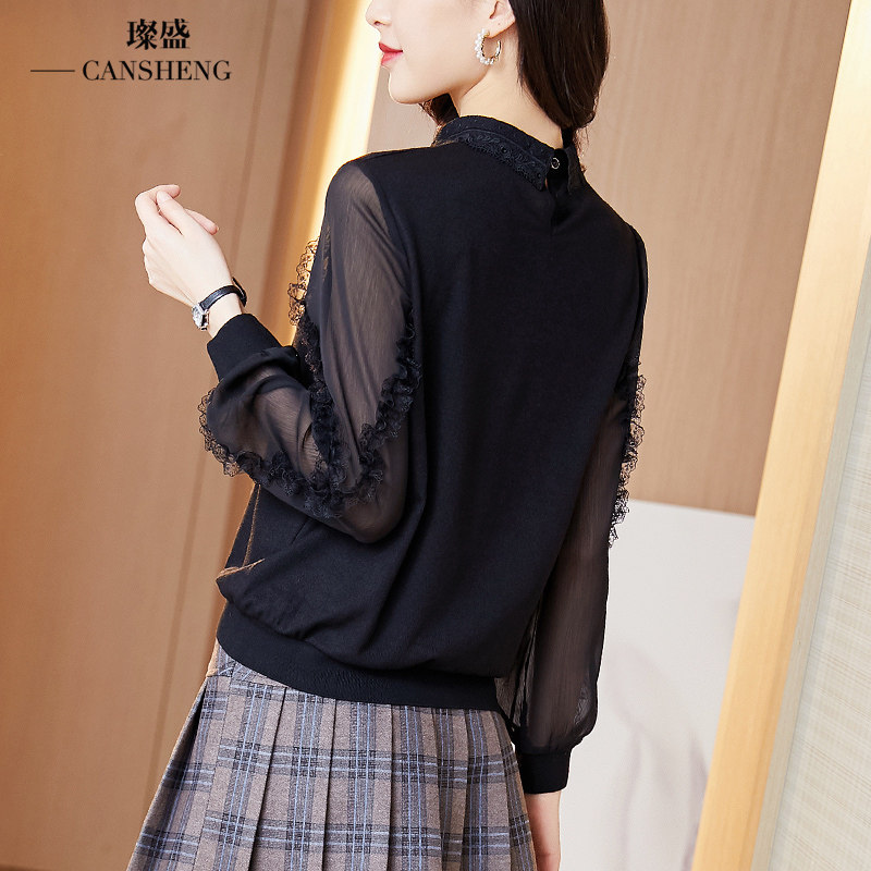 蕾丝女士性感气质洋气女人味打底衫 璨盛蕾丝衫/雪纺衫