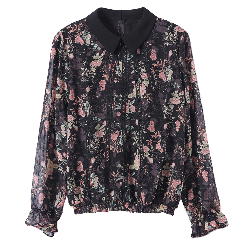 设计感小花上衣女中年碎花感小衫衣 璨盛蕾丝衫/雪纺衫