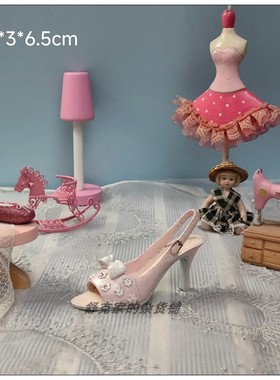 树脂芭蕾舞高跟靴子包包甜美粉红少女心可爱拍摄道具场景装饰