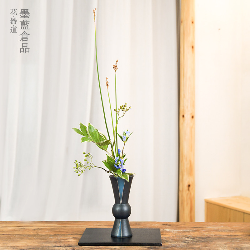 日本进口池坊立花光流花器陶瓷日式花道插花器皿花瓶桌面摆件_虎窝淘