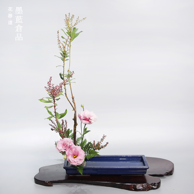 小原流长方形插花花器禅意插花器皿日式花道陶瓷花盘多肉植物花盆 - 图2