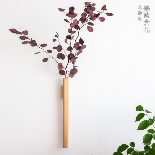 日式壁挂花器花插竹制玄关客厅餐厅墙面插花器皿装饰墙上挂墙花瓶 - 图1