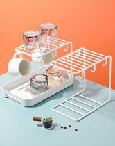 Iron Arts C shaped water containing cup holder with handle Mark cup shelve Shelf Drain Shelf Double cup finishing frame 4628