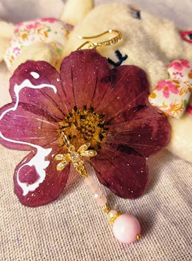 采薇花仙子格桑花女神耳夹手作
