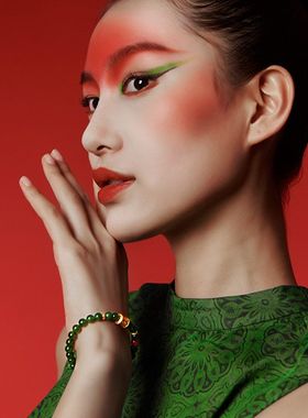 现货天然和田碧玉手链女巴基斯坦S925纯银镀18k金南红珐琅彩工厂