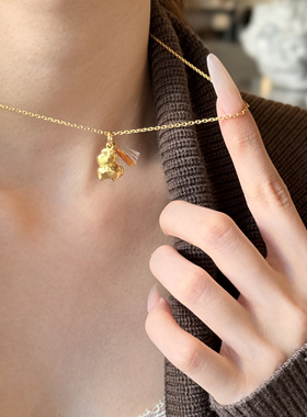 足金999水贝黄金许愿马项链