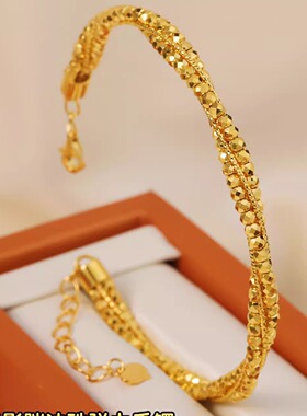 蹦迪珠光影编织弹力手镯2025新款足金999水贝黄金女版时尚送女友