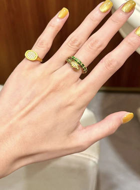 5D足金999点钻青蛇黄金戒指