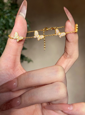 足金999水贝黄金倾城五蝴蝶手链