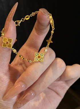 古法5D手串手链足金999水贝黄金绿色飞镖手链2025新款送礼送女友