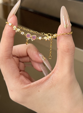 古法5D手串手链足金999水贝黄金莫桑蝴蝶结手链2025新礼送女友