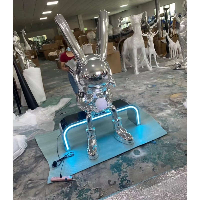 潮牌ROBBI兔月光兔落地大摆件酒吧KTV网红拍照商场美陈软装雕塑 - 图2