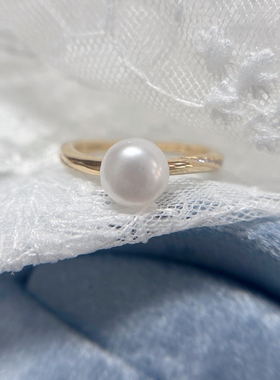 淡水珍珠开口戒指 14k金温柔气质时尚通勤食指中指戒百搭指环
