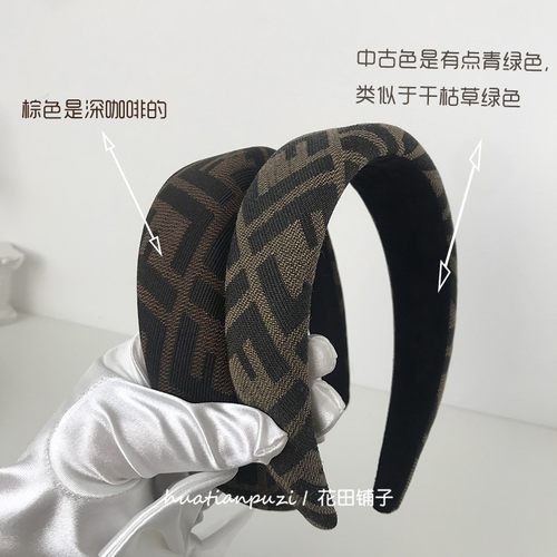 nana同款韩国复古海绵高颅顶发箍中古vintage压发卡双F字母宽头箍 - 图0