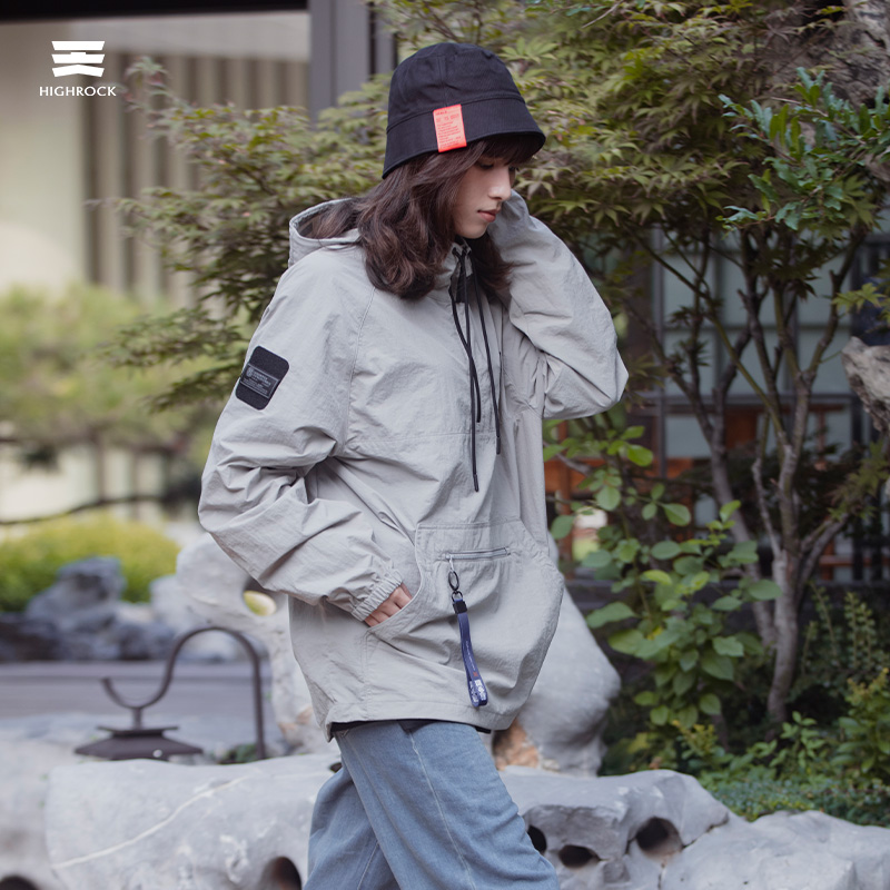 Highrock天石休闲山系风衣外套男女式同款连帽长袖 - 图1