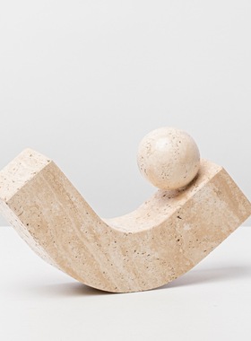 现代中式创意黄洞石钩子圆球摆件软装客厅茶几柜子桌面家居装饰品