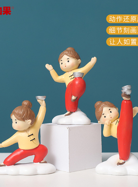 功夫女孩摆件创意家居装饰品