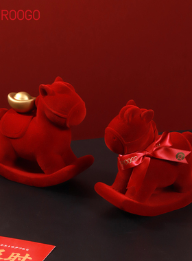 马上有钱~生肖马年植绒摆件礼物