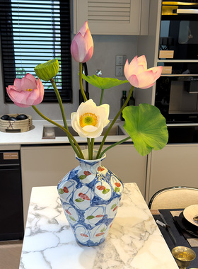 wo+高品质仿真莲花荷花摆件假花