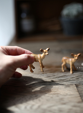 复古梅花鹿动物摆件可爱树脂道具