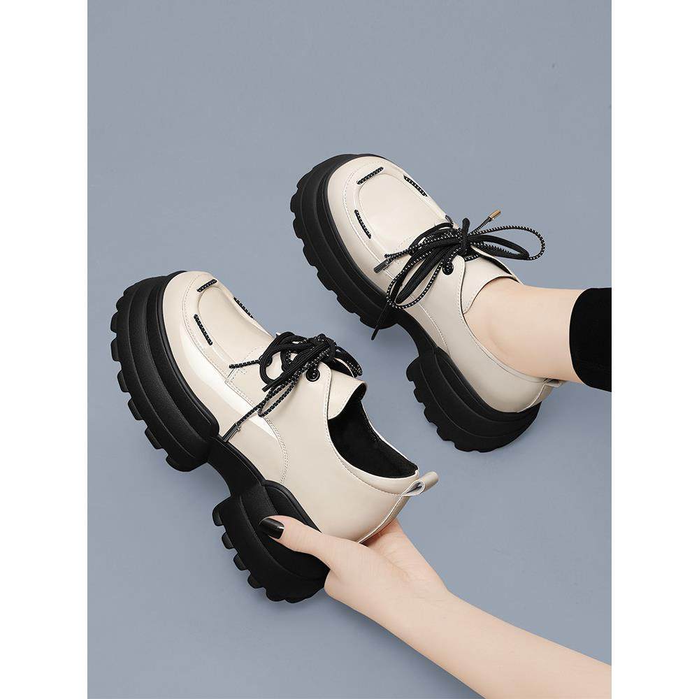 厚底乐福鞋漆皮女2025春秋季新款高跟英伦风单鞋黑色夏小皮鞋松糕,淘宝优惠券,粉丝福利购,淘宝优惠卷