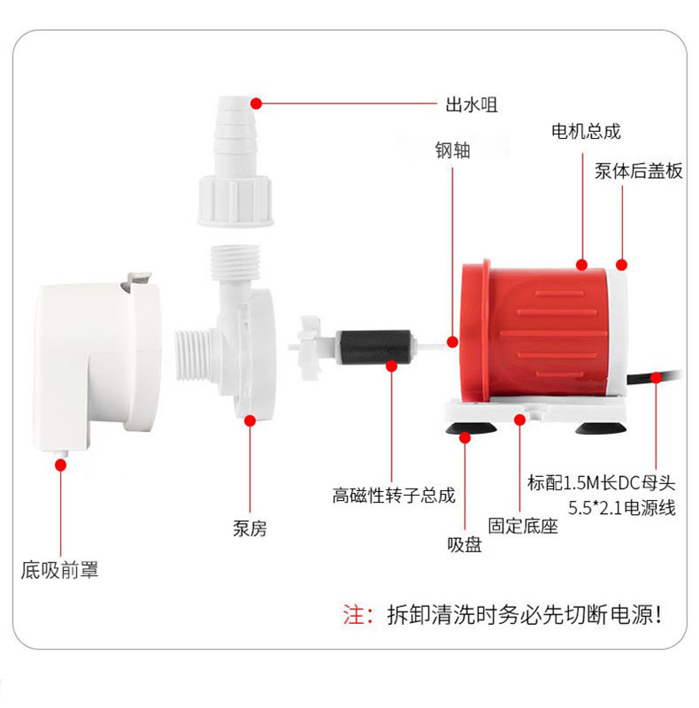 24V无刷直流潜水泵12V鱼池循环底吸泵水族箱鱼缸粪便过滤泵静音 - 图0