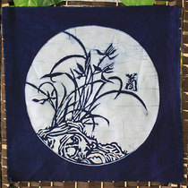 Batik decoration painting Chinese style meditation style cloth painting Meranju bamboo book house tea art decoration background painting set of four sheets