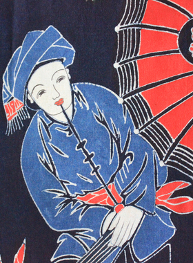 蜡染画门帘布艺挂画芦笙情