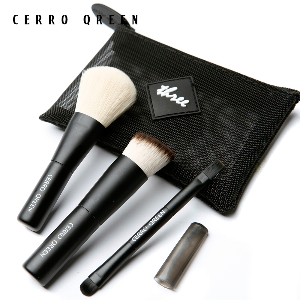 Cerro Qreen便攜迷你款3支化妝套刷 腮紅刷+粉底刷+脣刷+眼影刷