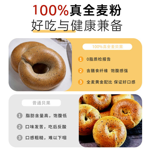 0脂肪全麦贝果碱水面包无蔗糖添加零添油健康低脂代餐零食早餐 - 图1
