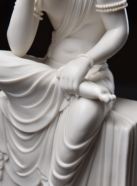 戴玉堂陶瓷摆件《思维观音菩萨》苏献忠德化白瓷佛像客厅装饰艺术