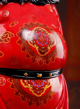 戴玉堂陶瓷摆件《钟馗红衣彩》天师福神家居神像客厅装饰工艺品
