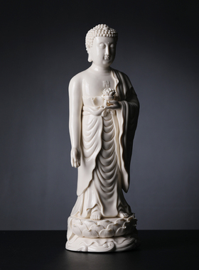 戴玉堂周金田陶瓷摆件《西方三圣神像仿古瓷》佛像客厅供奉艺术品