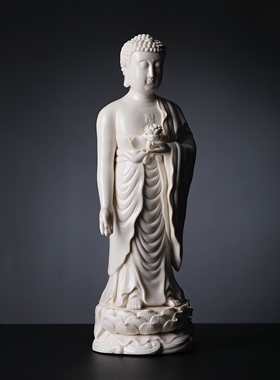 戴玉堂周金田陶瓷摆件《西方三圣神像仿古瓷》佛像客厅供奉艺术品