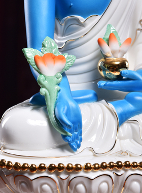 戴玉堂德化白瓷装饰艺术品陶瓷藏传客厅摆件药师佛佛像家用供奉