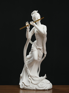 戴玉堂陶瓷摆件《天籁之音》德化白瓷飞天客厅玄关工艺品家居饰品