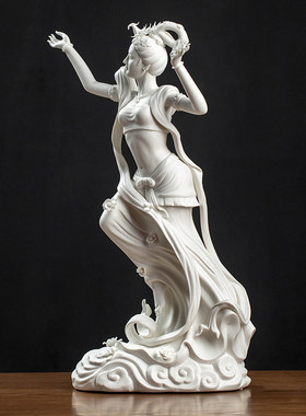 戴玉堂陶瓷摆件《天女散花》德化白瓷飞天玄关工艺品摆设家居饰品