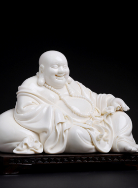 戴玉堂叶云凤陶瓷摆件《福气满满》大肚笑佛弥勒佛家用佛像供奉