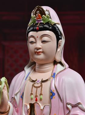 【感恩结缘优惠】彩绘粉衣蝉花观音菩萨像佛像供奉