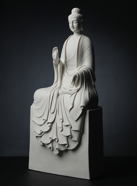戴玉堂陶瓷摆件《禅意释迦牟尼佛》德化白瓷林建平佛像家居饰品