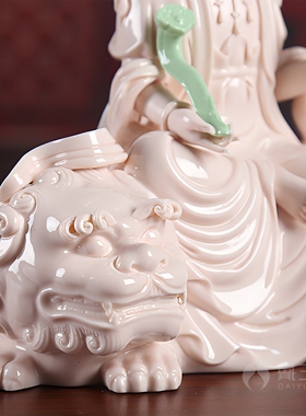 戴玉堂陶瓷文殊普萨普贤菩萨像佛