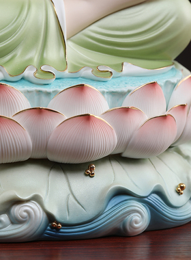 戴玉堂陶瓷摆件《明净如来珍珠彩》释迦牟尼佛祖佛像家用供奉像