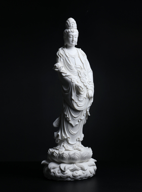 戴玉堂林建平陶瓷摆件《莲花观音菩萨像》佛像客厅供奉家居饰品