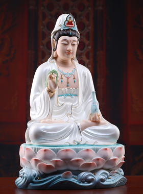 戴玉堂陶瓷摆件《慈慧观音珍珠白》观世音菩萨佛像供奉家用饰品