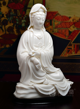 戴玉堂陶瓷摆件《经书观音》林禄扬德化白瓷佛像工艺品家居饰品