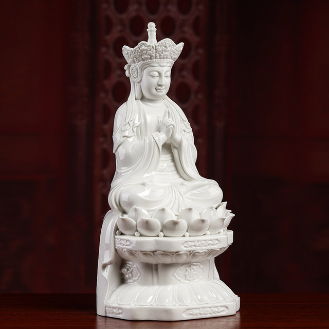 Dai Yutang Ceramic Ornaments Great Sun Tathagata Vairocana Buddha Huayan Three Saints Statue Manjushri Samantabhadra Buddha Statue