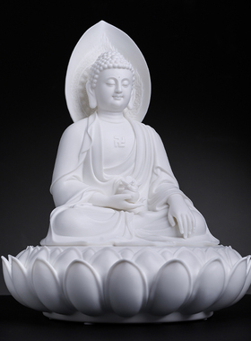 戴玉堂林弋新陶瓷摆件《莲座佛光药师佛》佛像家用供奉琉璃光如来