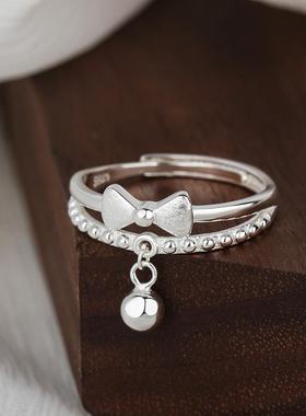 双层铃铛戒指女纯银在逃公主