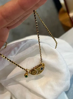 一件黑金项链同款古风吊坠笑脸女中爱心超重工DIY微镶