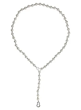 网红施家毛衣链串珠长款项链时尚气质贝母间隔珍珠葫芦扣女铜珠